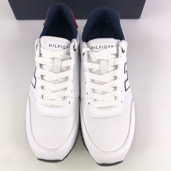 Tommy Hilfiger Mens Mainer Leather Sneakers Shoes Athletic Logo Lace Up 8M - Picture 8 of 12